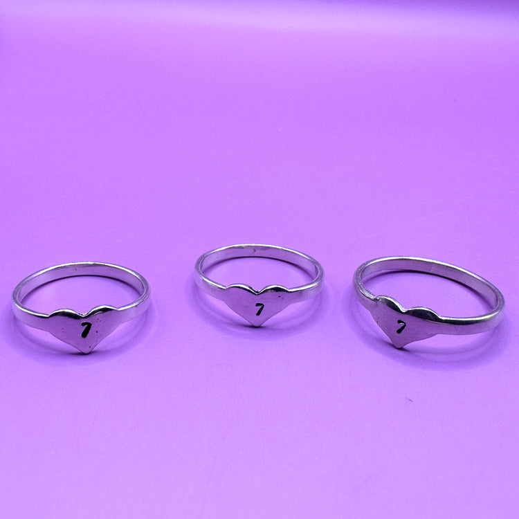 Hand Stamped Sterling Silver Heart 7 Ring