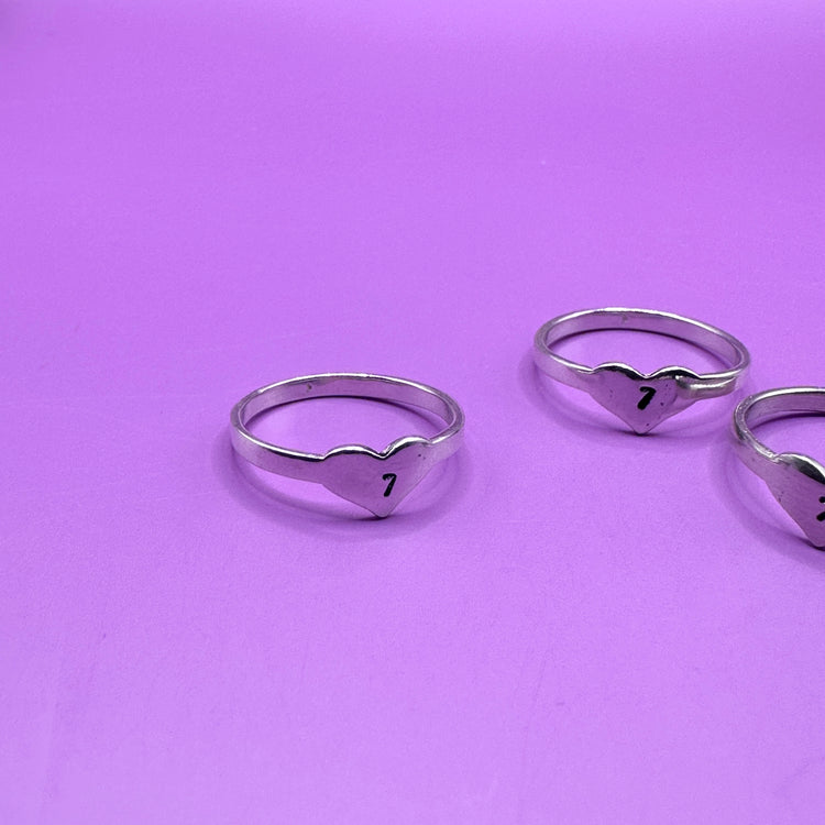 Hand Stamped Sterling Silver Heart 7 Ring