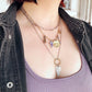 Long Heart Moth Necklace Mixed Metals