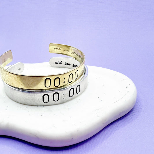 00:00 Zero O'Clock BTS Cuff Bracelet Aluminum Brass Hand Stamped