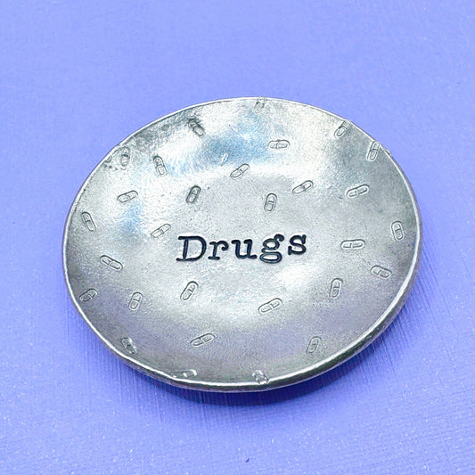 Drugs Trinket Ring Dish Pewter