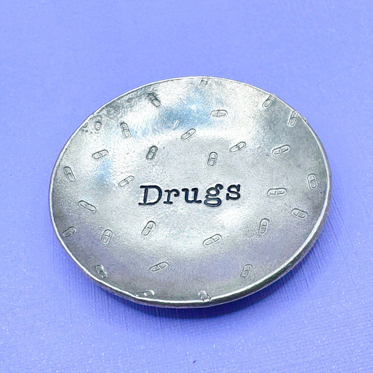 Drugs Trinket Ring Dish Pewter