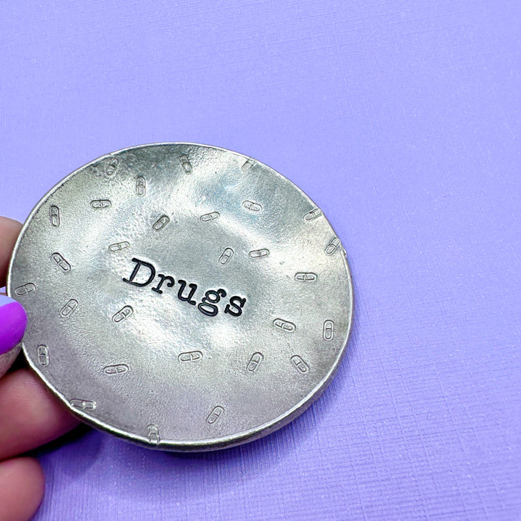 Drugs Trinket Ring Dish Pewter