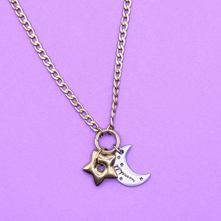 Moonchild Star Mixed Metal Charm Necklace BTS