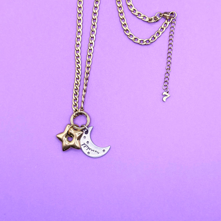 Moonchild Star Mixed Metal Charm Necklace BTS