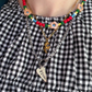 Yikes Hand Stamped Necklace Long Heart Pewter Charm Holder