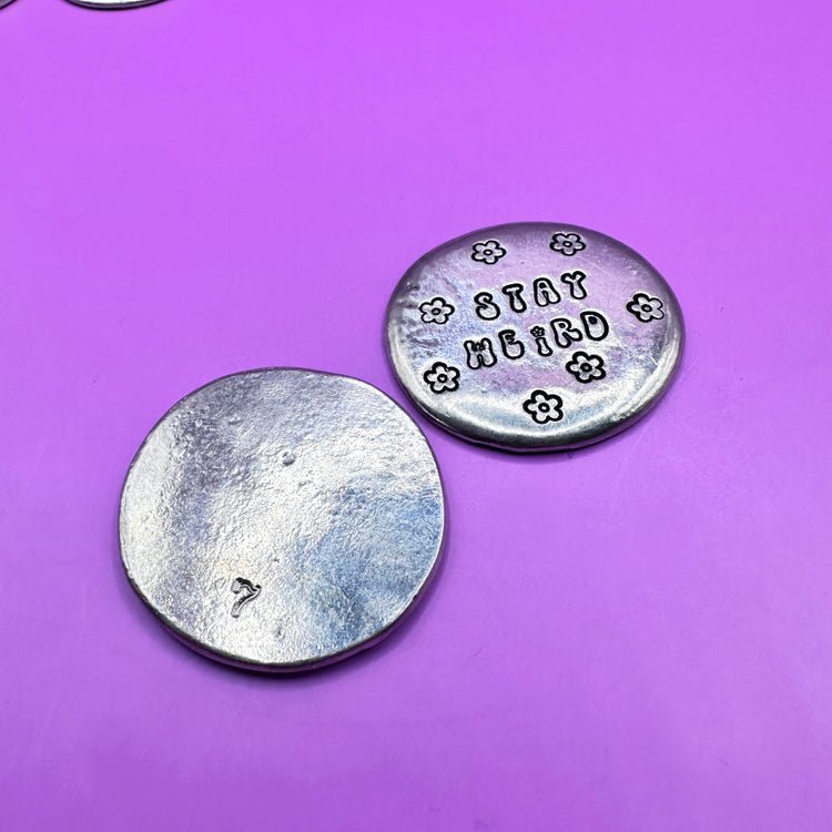 Stay Weird Pewter Pocket Pebbles, Worry Stone, Love Token