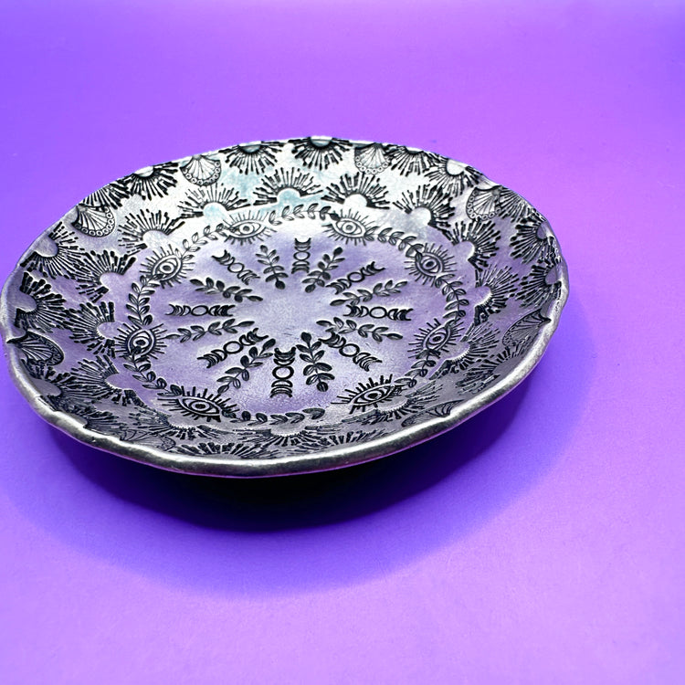 Trinket Dish Hand Stamped Ring Dish Mandala Design