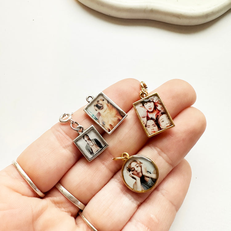 Photo Tiny Charm Necklace One Charm Paperclip Chain