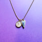 Photo Charm Necklace Purple Heart Silver or Gold