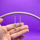 Pewter Floral Beaded Dangle Huggie Earrings Silver