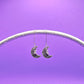 Hand Stamped Moon Joy Dangle Earrings Silver