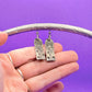 Pewter Hand Stamped Floral Dangle Silver Earrings