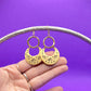 Hand Stamped Half Moon Gold Dangle Moth Pewter Earrings