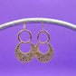 Hand Stamped Half Moon Gold Dangle Moth Pewter Earrings