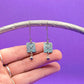 Pewter Floral Dangle Enamel Teal Earrings
