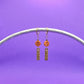 Gold Hand Stamped Star Beaded Dangle Huggie Earrings