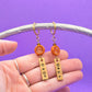 Gold Hand Stamped Star Beaded Dangle Huggie Earrings