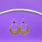 Hand Stamped Gold Half Moon Earrings Dangle