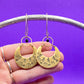 Hand Stamped Gold Half Moon Earrings Dangle