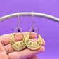 Hand Stamped Gold Half Moon Earrings Dangle