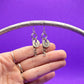 Hand Stamped Silver Skull Earrings Dangle Chain