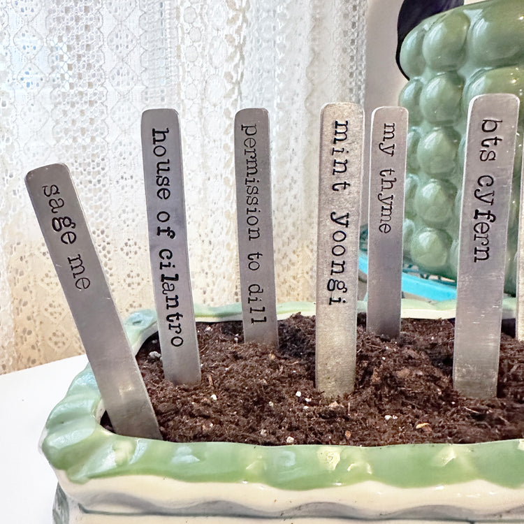 BTS Themed Hand Stamped Plant Stake Garden Marker