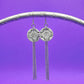 Silver Hand Stamped Dangle Chain Heart Lock Earrings