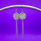 Silver Hand Stamped Dangle Chain Heart Lock Earrings