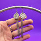 Silver Hand Stamped Dangle Chain Heart Lock Earrings