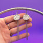 Silver Hand Stamped Dangle Chain Heart Lock Earrings
