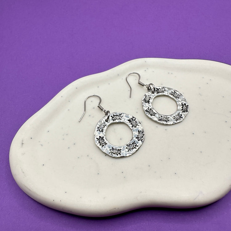 Ring Around The Roses Pewter NuGold Wash Earrings