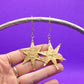 Gold Star Earrings Brass Hand Stamped Statement Earrings