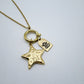 Angel Gold Star Pewter Necklace Hand Stamped
