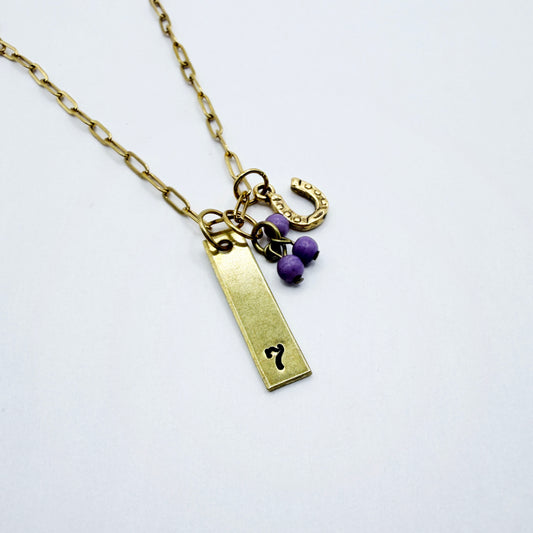 7 Lucky Charm Necklace Gold 7 Hand Stamped