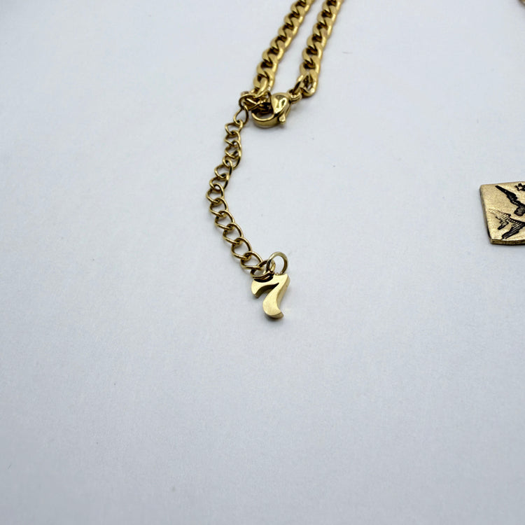 Gold Hand Stamped Mountain Stars Lightning Bolt Charm Necklace