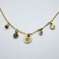 Hand Stamped Charm Necklace Moon Face Gold
