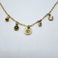 Hand Stamped Charm Necklace Moon Face Gold