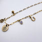 Hand Stamped Charm Necklace Moon Face Gold