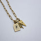 Gold Charm Necklace 7 Lightning Bolt Snake Paperclip Chain