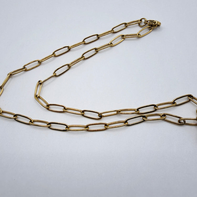 Gold Charm Necklace 7 Lightning Bolt Snake Paperclip Chain