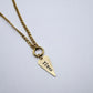 Yikes Hand Stamped Necklace Long Heart Pewter Charm Holder