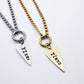 Yikes Hand Stamped Necklace Long Heart Pewter Charm Holder