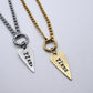 Yikes Hand Stamped Necklace Long Heart Pewter Charm Holder
