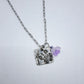 Wild Flower Hand Stamped Charm Necklace Purple Flower Charm