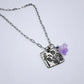 Wild Flower Hand Stamped Charm Necklace Purple Flower Charm