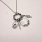 Silver Hand Stamped Charm Necklace Snake Lightning Lock