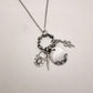 Silver Hand Stamped Charm Necklace Snake Lightning Lock