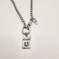 Lucky Charm Necklace Pewter Tag Hand Stamped Horseshoe 7 Silver