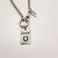 Lucky Charm Necklace Pewter Tag Hand Stamped Horseshoe 7 Silver